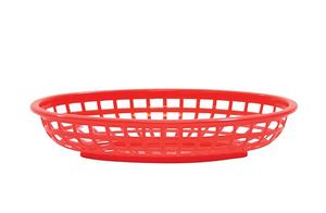 RED OVAL BASKET 9 3/8X6X2 1/8 3DZ/CS