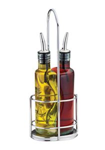 OIL /VINEGAR CRUET SET 2 8.5OZ W/ CHROME RACK (6/CS)