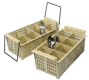 VOL-1372 FLATWARE BASKET 8 COMPARTMENT WITH HANDLE BEIGE  6EA/CS