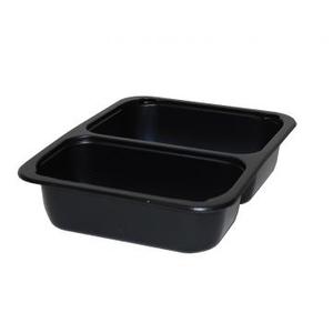 21OZ/ 15OZ RECTANGULAR 2-COMPARTMENT BLACK CONTAINER PK:390 USE: 56580G390 DOME